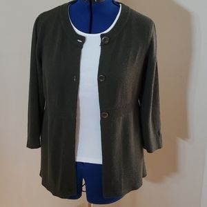 Ann Taylor Forest Green Fall Layering Cardigan L